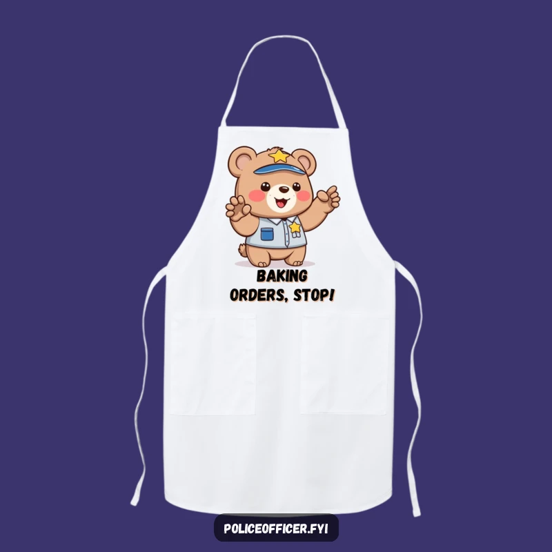 Funny Bear Cop Apron: Kitchen Law & Order, Chef's Humor, Ideal Cooking Gift
