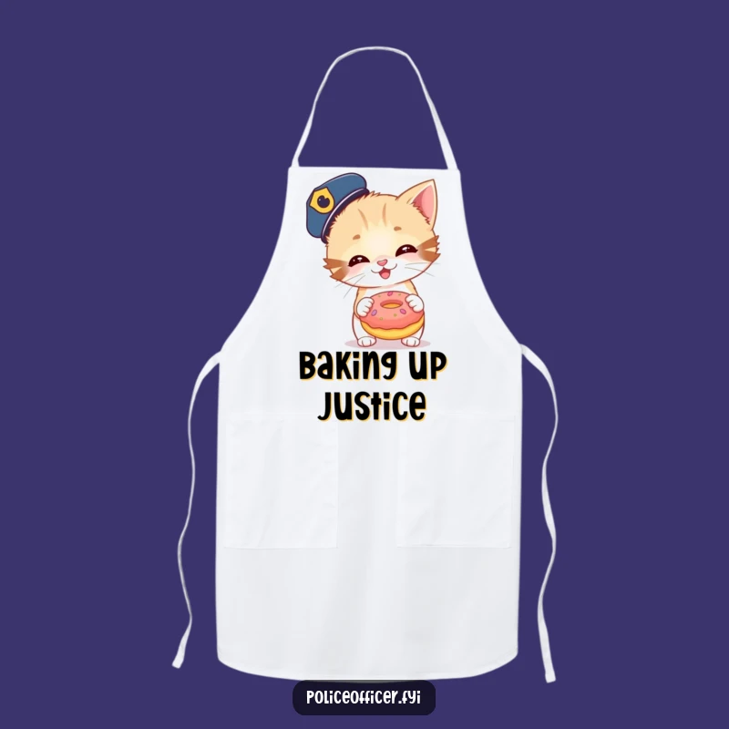 Funny Kitten Police Donut Apron - Cook Up Laughs in the Kitchen!