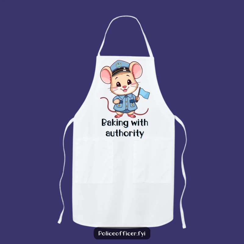 Funny Proud Mouse Officer Apron: Small Flag Cop Kitchen Gift