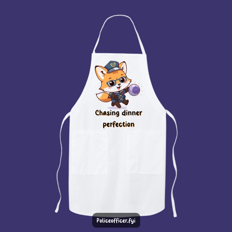 Funny Fox Cop Apron: Kitchen Chase, Playful Chef, Ideal Cooking Gift