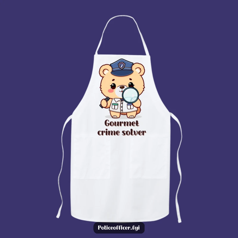 Funny Bear Detective Apron: Chef Bear With Magnifying Glass, Hilarious Gift