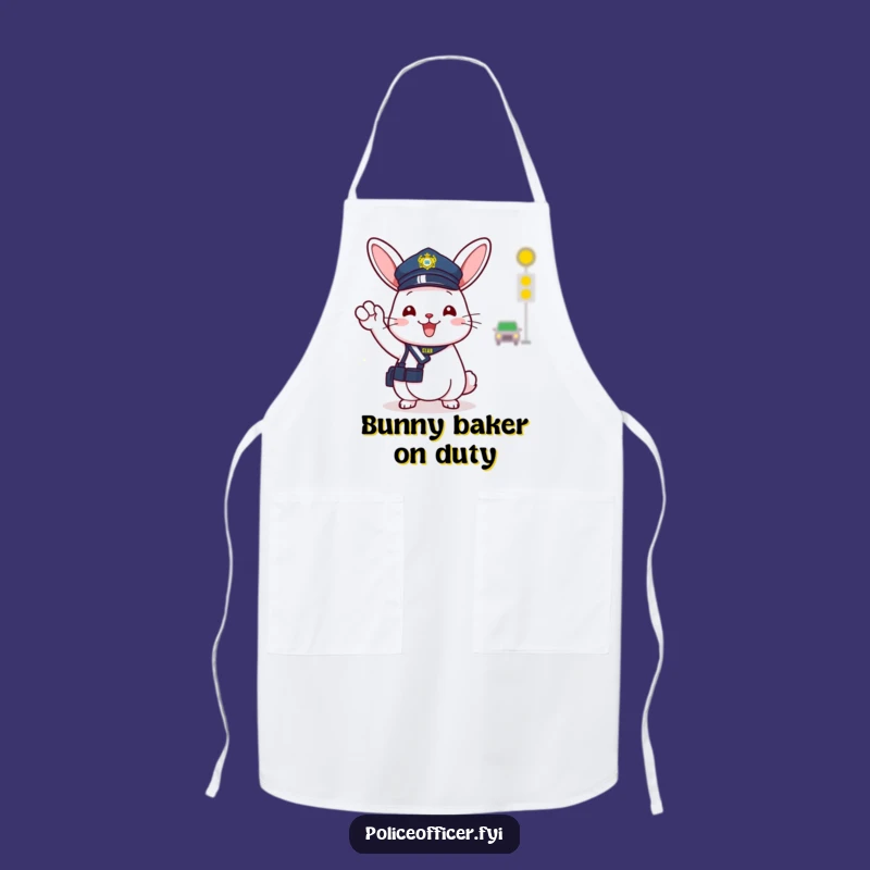 Funny Bunny Apron: Chef Cop Bunny With Hat, Hilarious Kitchen Gift