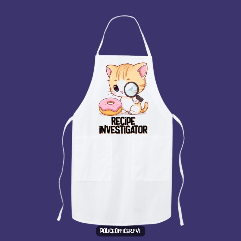 Funny Kitten Detective Apron: Kitchen Wear with a Curious Cat for Comedic Cooking