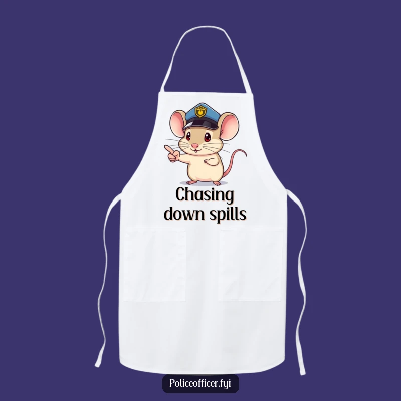 Funny Mouse Cop Apron: Determined Chef Directs Your Cooking Gift