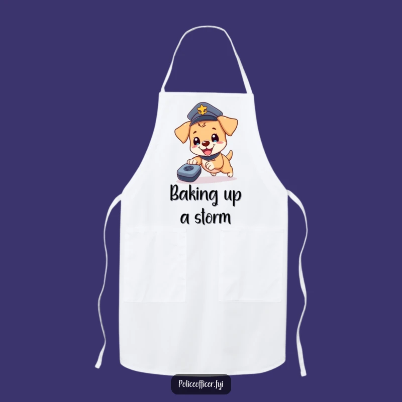 Funny Puppy Cop Chef Apron - Humorous Police Dog Kitchen Wear, Great Funny Gift