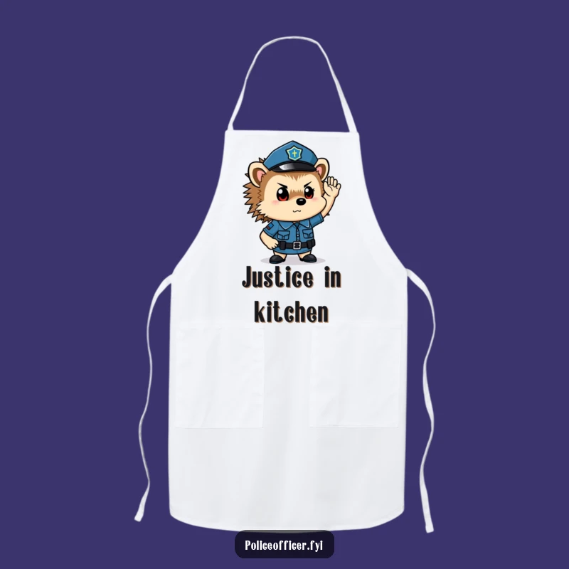 Funny Hedgehog Cop Apron: Cook with Confidence Like This Determined Officer