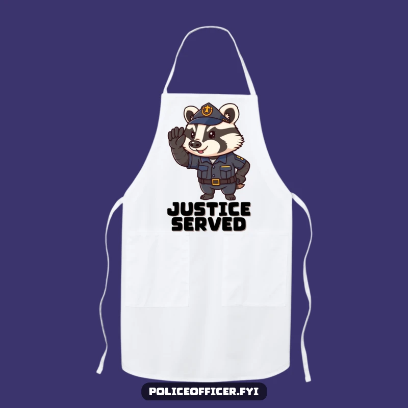 Funny Badger Cop Apron: Determined Officer Kitchen Duty Gift