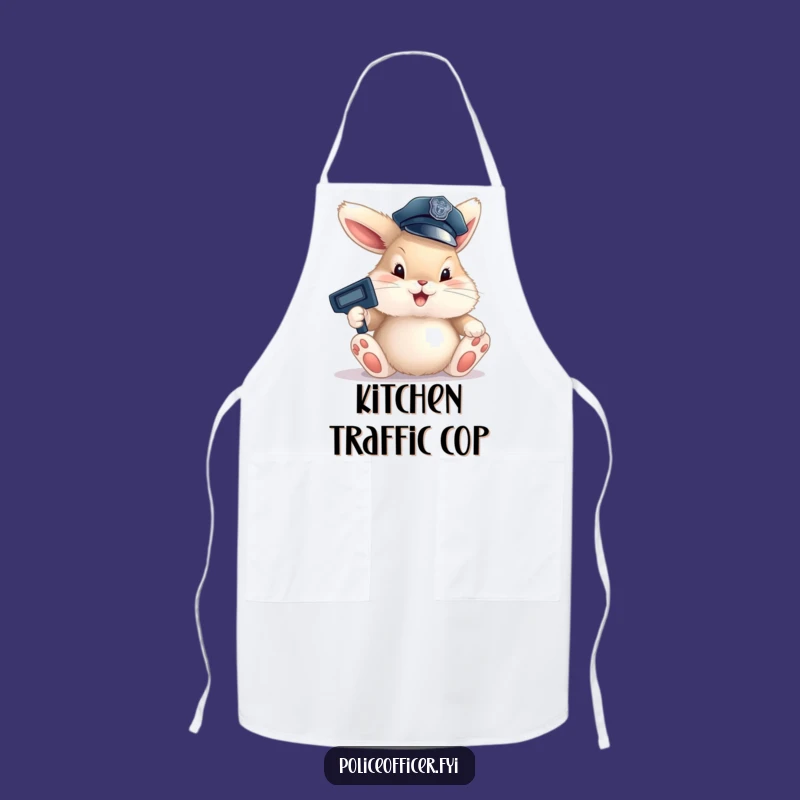 Funny Bunny Cop Apron: Kitchen Wear with a Cute Officer for Comedic Cooking