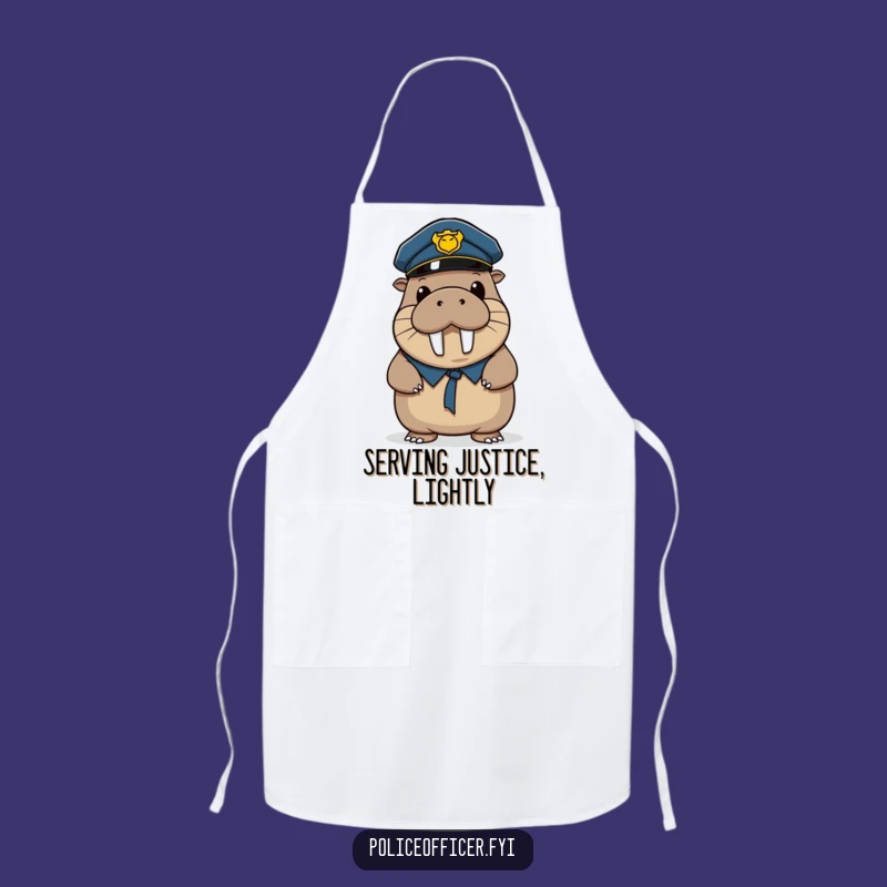 Funny Walrus Police Apron: Wobbly Officer Chef, a Humorous Kitchen Gift