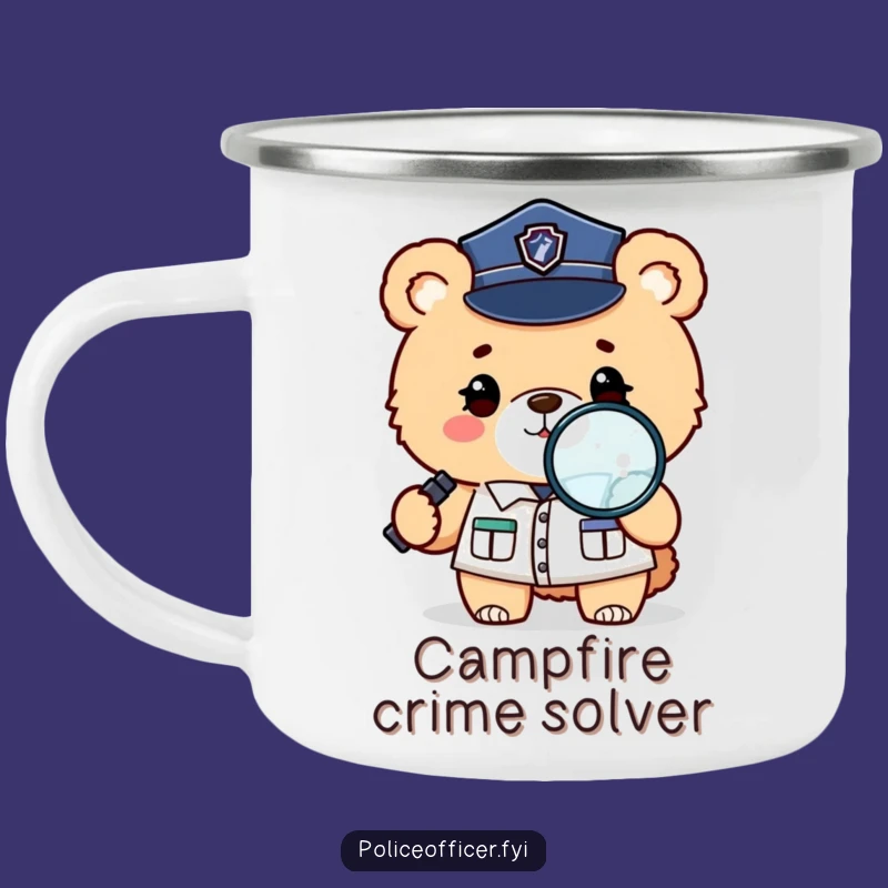 Funny Bear Detective Camping Mug: Rugged Police Bear For Adventures, Perfect Gift