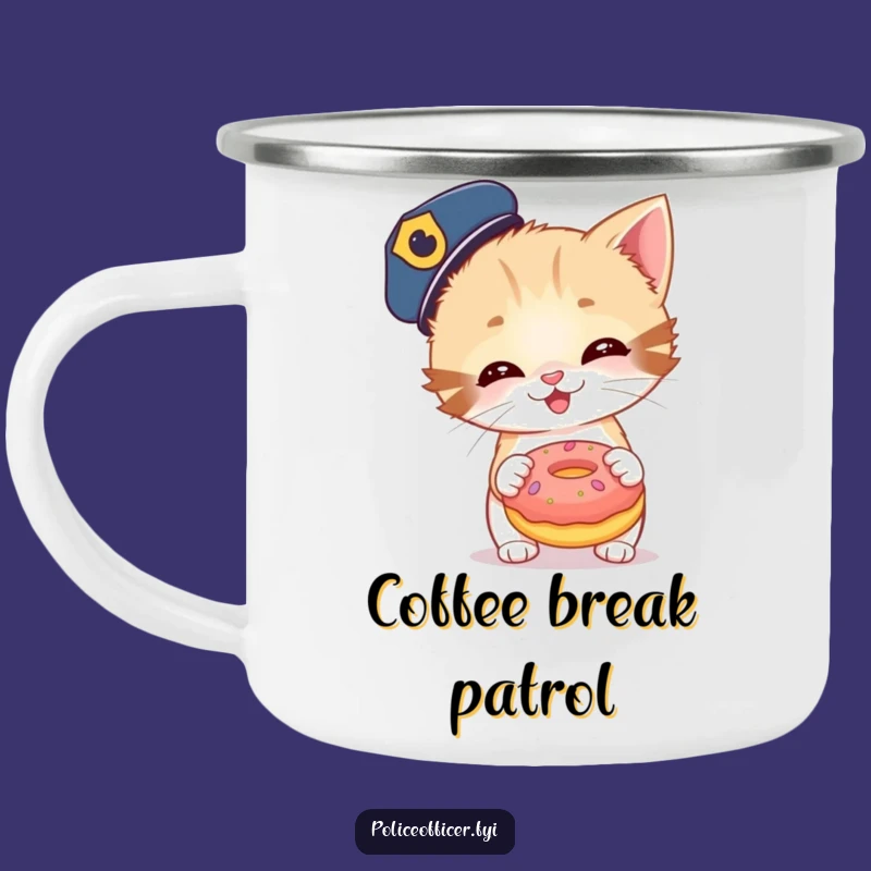 Funny Kitten Police Donut Camping Mug - Adventure with a Giggle!