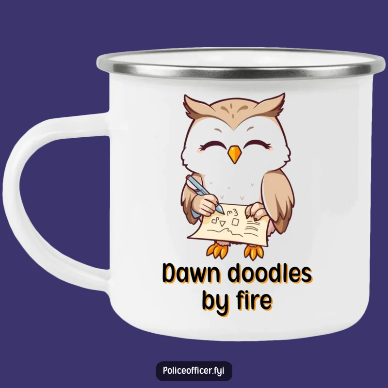 Funny Owl Writer Camping Mug: Contented Sips for Outdoor Creativity Gift