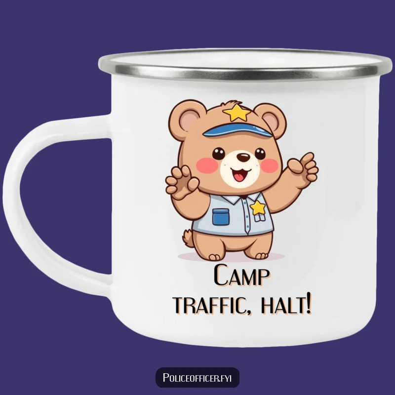 Funny Bear Cop Camping Mug: Outdoor Law Enforcement Humor, Durable Gift