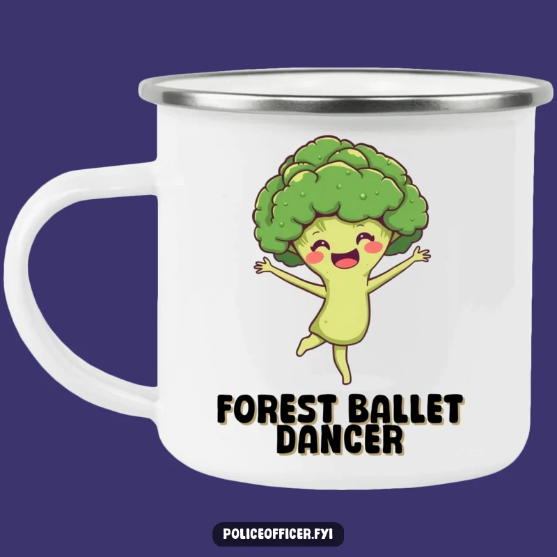 Funny Broccoli Camping Mug: Sip Coffee with Hilarious Pirouette Cheer!