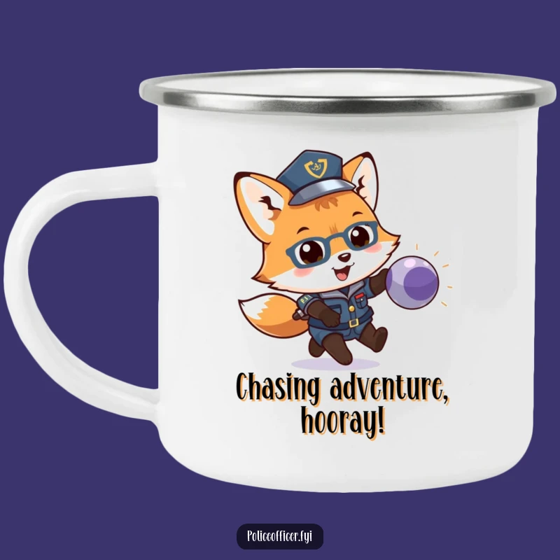 Funny Fox Cop Camping Mug: Outdoor Playfulness, Durable Humor, Ideal Gift