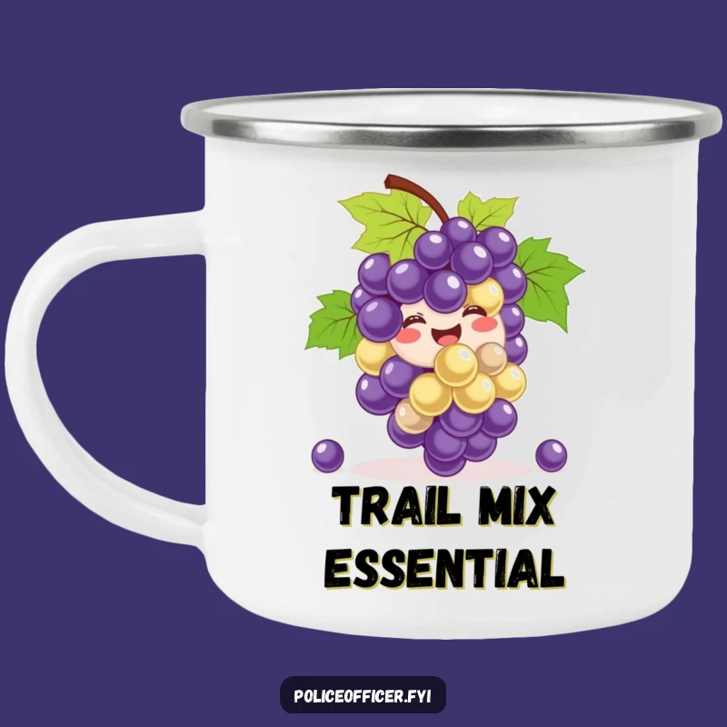 Funny Grapes Camping Mug: Sip Coffee with Hilarious Bouncing Fruit Cheer!
