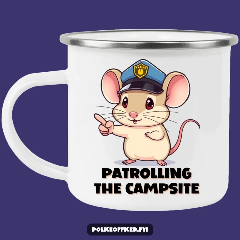 Funny Mouse Cop Camping Mug: Determined Brew by the Fire Gift