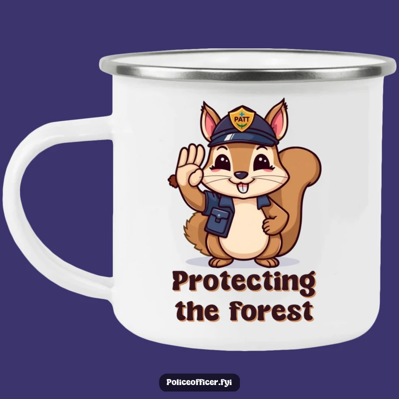 Funny Squirrel Officer Camping Mug: Acorn Salute Adventure, Perfect Funny Gift