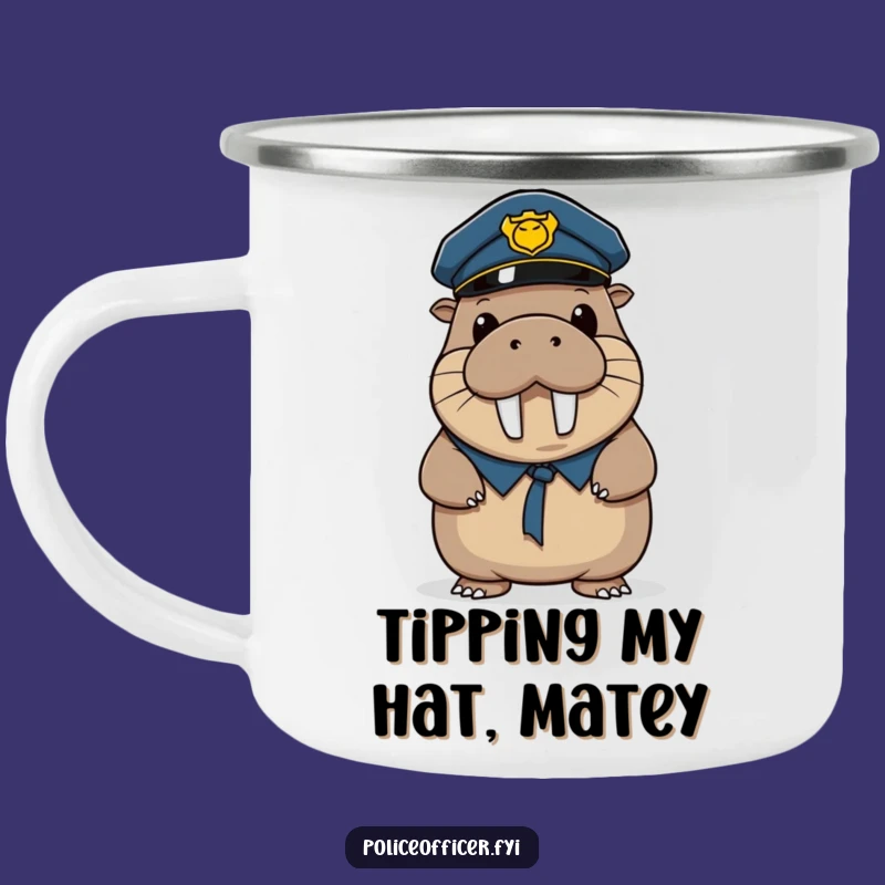 Funny Walrus Police Camping Mug: Wobbly Officer Adventures, a Hilarious Outdoor Gift