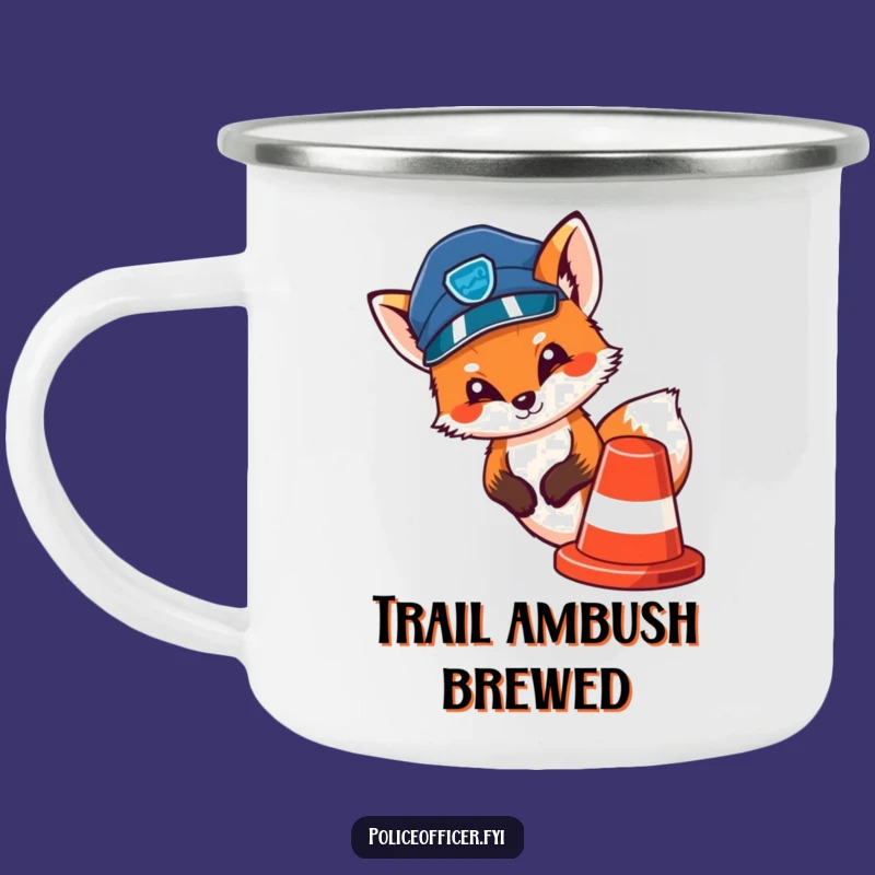 Funny Fox Police Camping Mug: Rugged Cop Fox For Outdoors, Perfect Gift