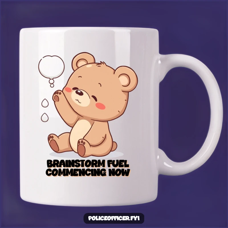 Funny Curious Bear Cub Mug: A Whimsical Thought Bubble Gift for Animal Lovers