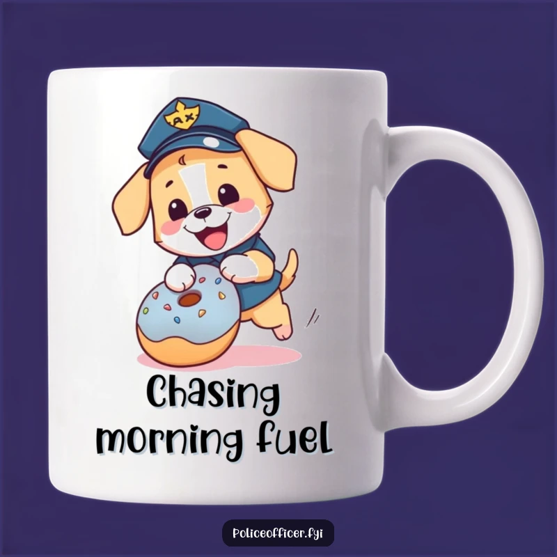 Funny Puppy Cop Mug: Adorable Chase for a Deliciously Funny Gift
