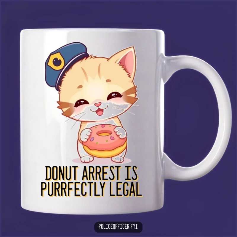 Funny Kitten Police Donut Mug - A hilarious gift for cat lovers and law enforcement fans!