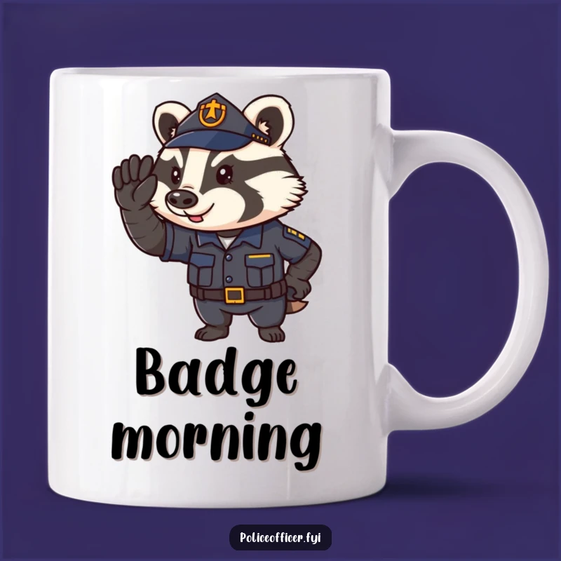 Funny Badger Cop Mug: Determined Law Enforcement Humor Gift