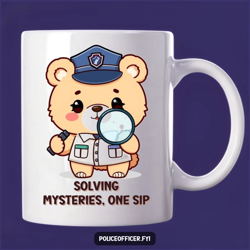 Funny Bear Detective Mug: Winking Police Bear Investigator, Perfect Funny Gift