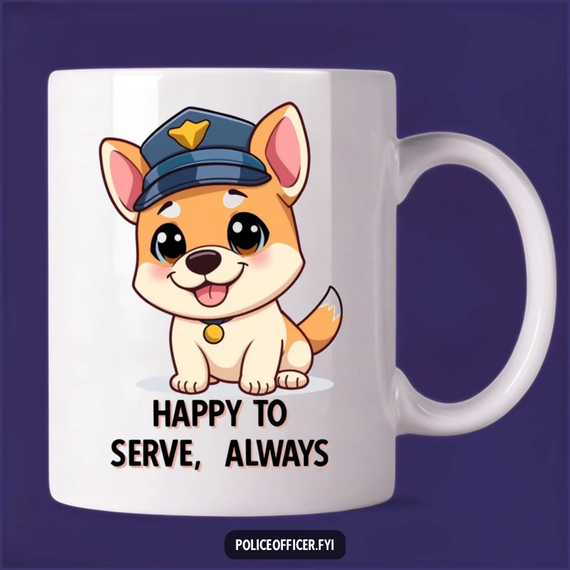 Funny Bouncy Dog Officer Mug: Happy Cop Dog Gift for Joy