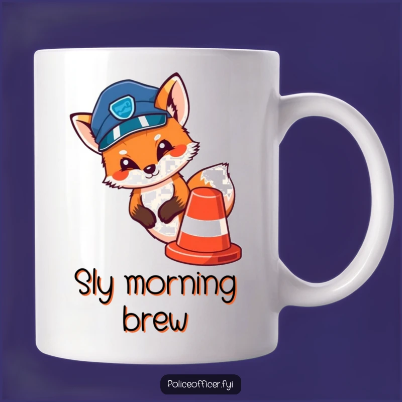 Funny Fox Police Mug: Cute Peek-a-Boo Cop Fox, Perfect Funny Gift