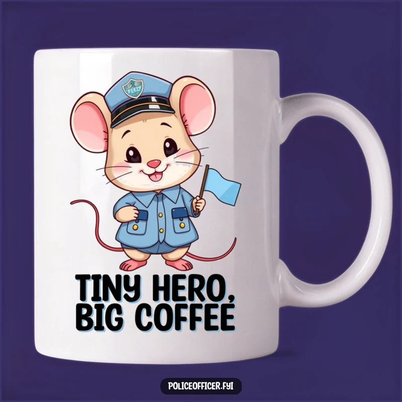 Funny Proud Mouse Officer Mug: Tiny Flag Cop Gift