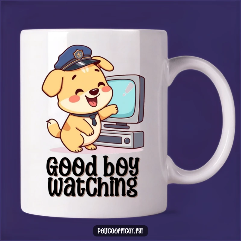 Funny Police Dog Mug: Happy Tail Wagger, a Hilarious Gift for TV Lovers