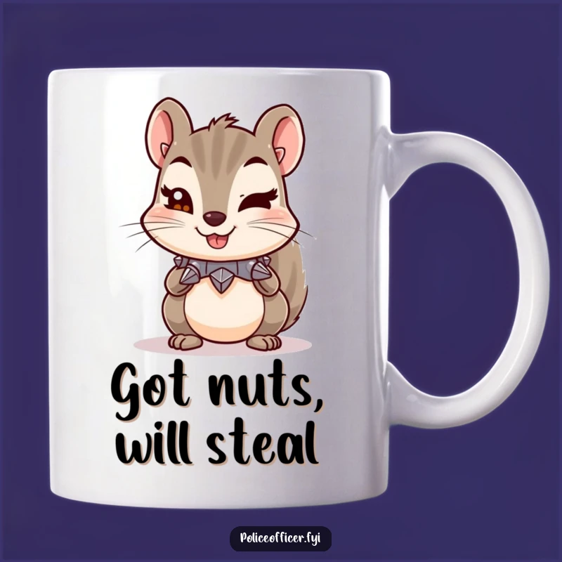 Funny Squirrel Wink Mug: Mischievous Spiked Collar Nut Bandit - Hilarious Gift Idea