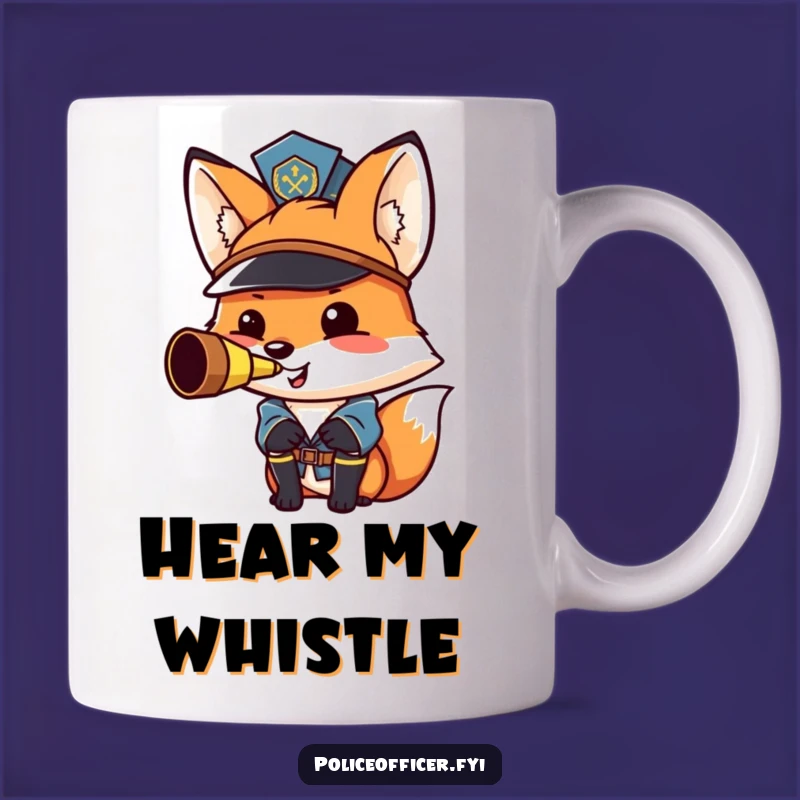 Funny Fox Cop Mug: Proud Officer's Whistle for a Hilarious Gift
