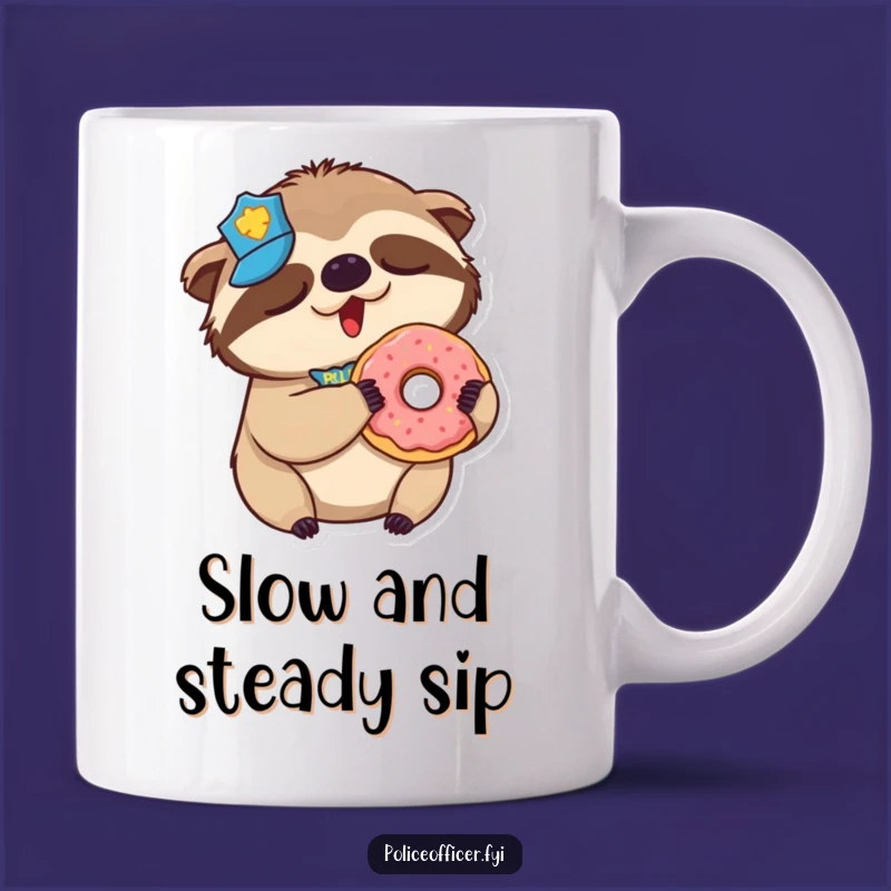 Funny Sloth Police Mug: Sleepy Donut Cop, the Ultimate Funny Gift for Slow Mornings!