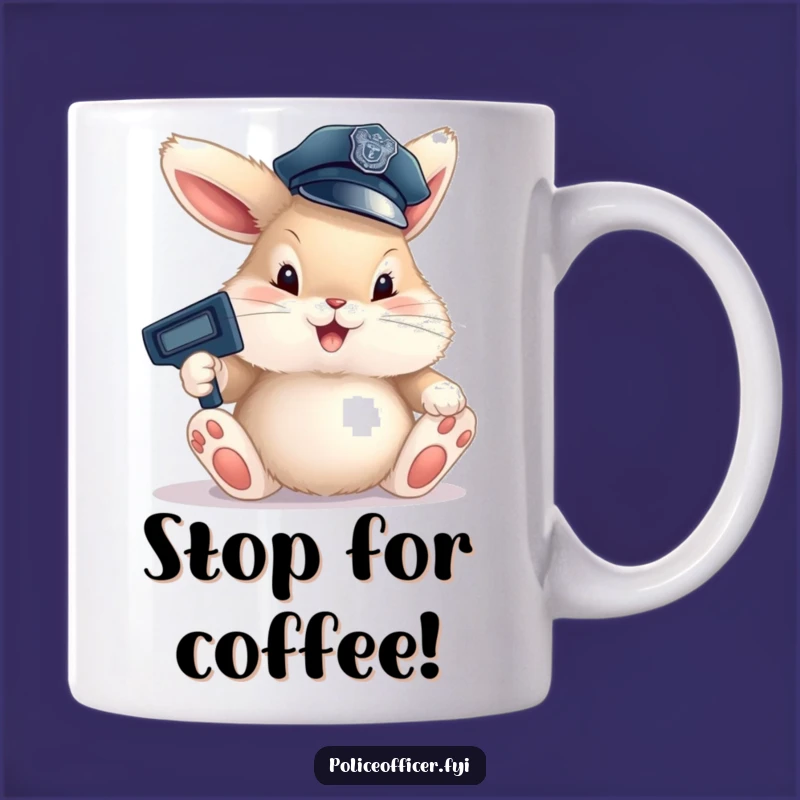 Funny Bunny Cop Mug: Adorable Traffic Director for a Hilarious Morning Sip