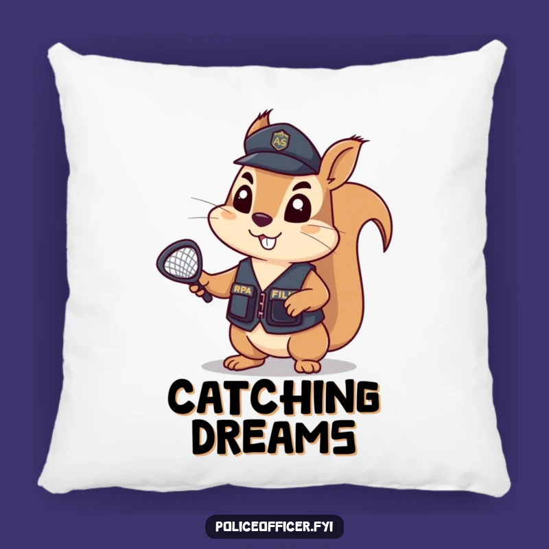 Funny Squirrel Police Pillow - Comfort for Determined Dreamers