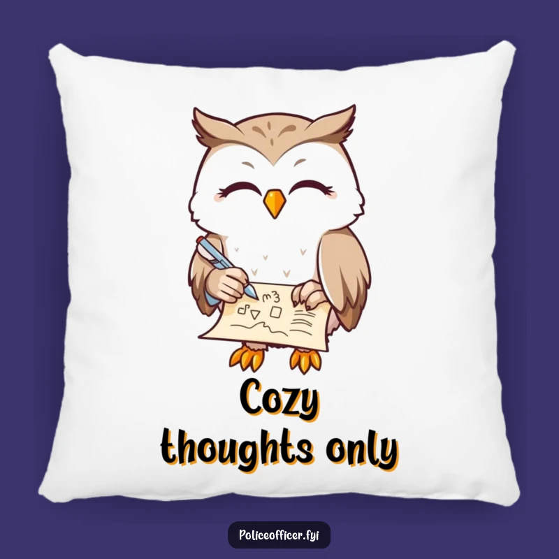 Funny Owl Writer Pillow: Contented Comfort for Your Artistic Nook Gift