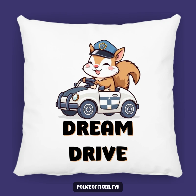 Funny Squirrel Cop Pillow: Cozy Giggling Driver Comfort Gift