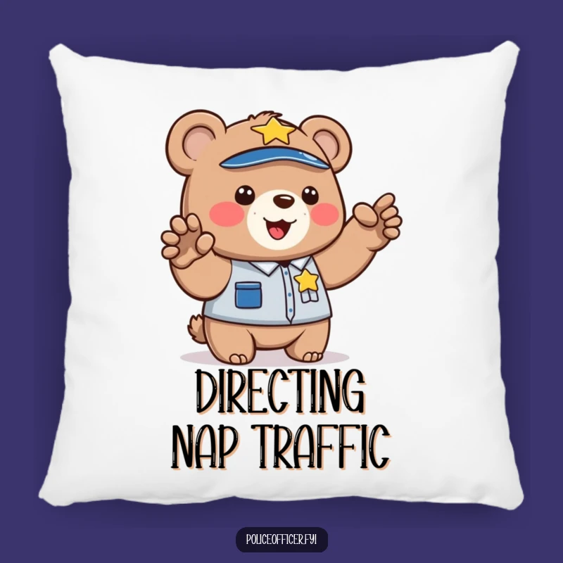 Funny Bear Cop Pillow: Cozy Comfort, Adorable Law Enforcement Accent, Perfect Gift