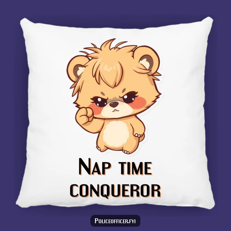 Funny Bear Cub Pillow: Soft Messy Hair Cub Shaking Fist - Cozy Comfort Gift