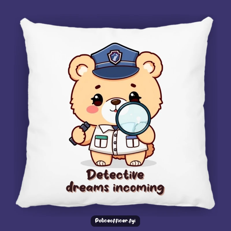 Funny Bear Detective Pillow: Comfy Winking Police Bear Cushion, Perfect Gift