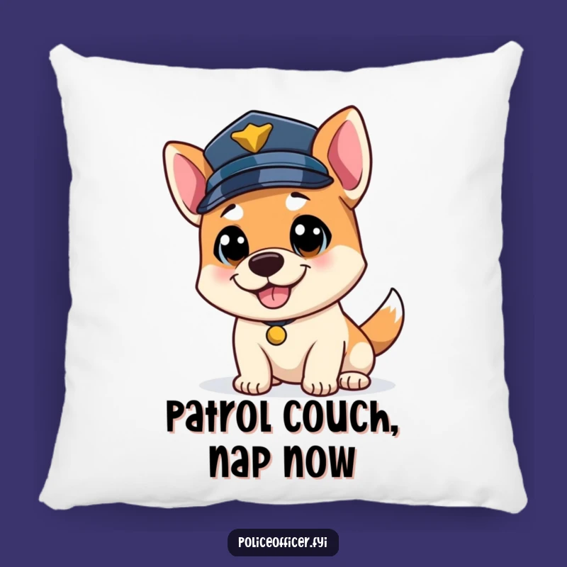 Funny Bouncy Dog Officer Pillow: Wagging Tail Cop Accent