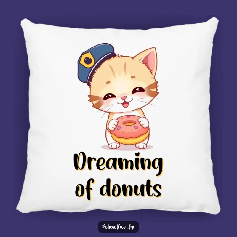 Funny Kitten Police Donut Pillow - Comfy & Hilarious Decor for Cat Fans!