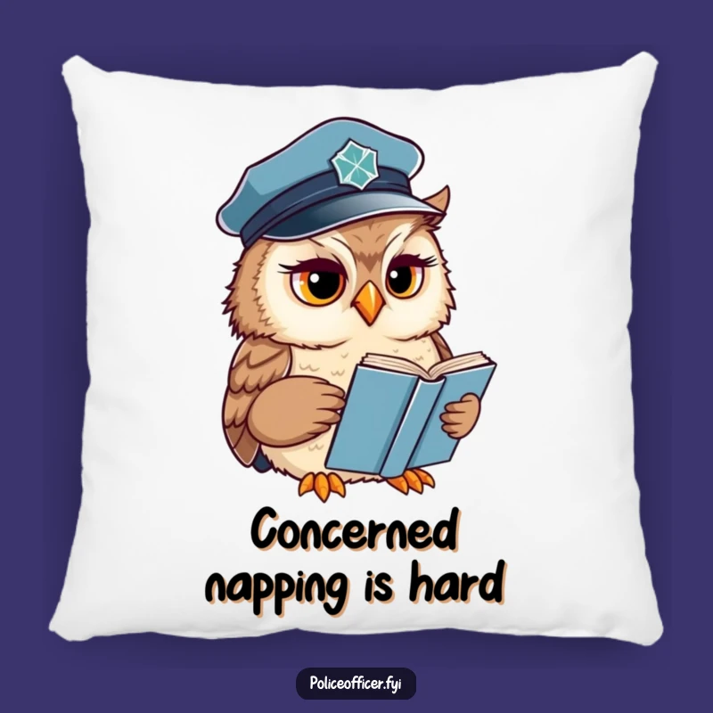 Funny Owl Pillow: Wise Officer Comfort, Concerned Reader Decor, Cozy Funny Gift