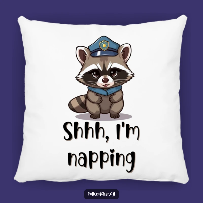 Funny Raccoon Police Pillow - Plush Humor for Spy Enthusiasts!