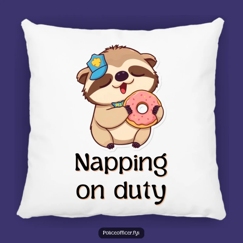 Funny Sloth Police Pillow: Cozy Donut Cop Cushion, a Soft Funny Gift for Sweet Dreams!