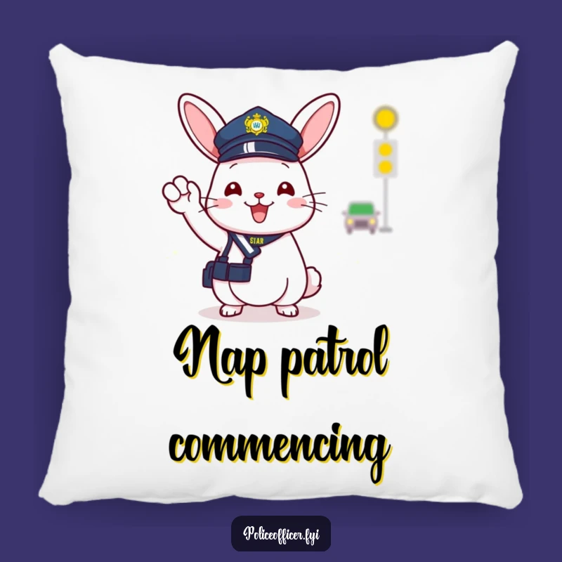 Funny Bunny Pillow: Comfy Police Bunny Traffic Controller Cushion, Perfect Gift