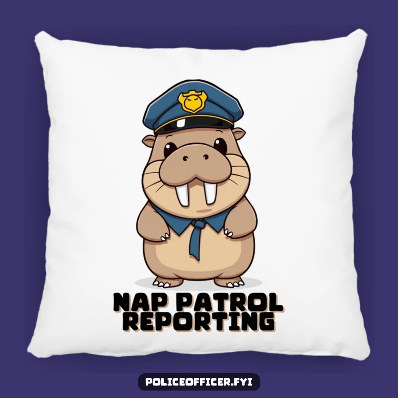 Funny Walrus Police Pillow: Wobbly Officer Comfort, a Soft and Humorous Gift
